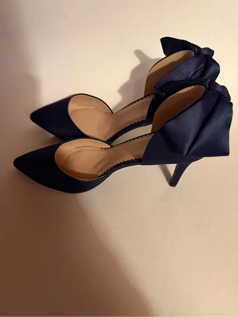 Journee Collection D’Orsay Bow Pump Size 11, Navy Blue Satin